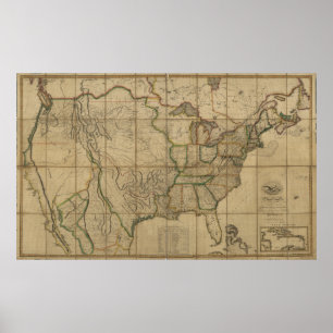 Map of the United States of America (1818) Poster