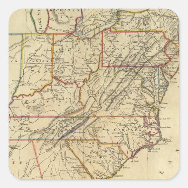 Map of the United States of America Square Sticker (Front)