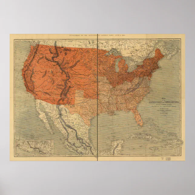 Map Of The United States Of North America (1861) Poster | Zazzle