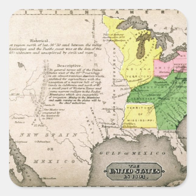 Map of the United States Square Sticker (Front)