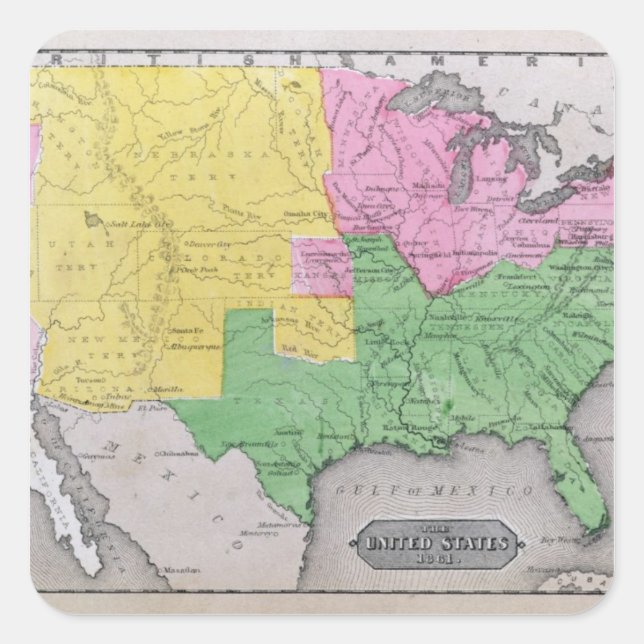 Map of the United States Square Sticker (Front)