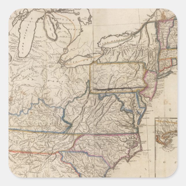 Map of the United States Square Sticker (Front)