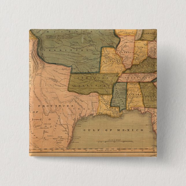 Map of The United States with George Washington 2 Inch Square Button (Front)
