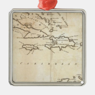 Map of the West Indies 2 Metal Ornament