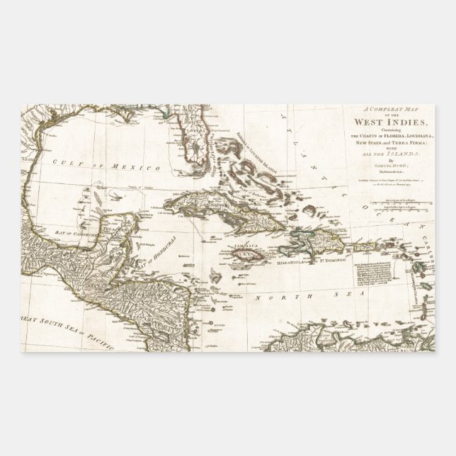 Map of the West Indies by Samuel Dunn (1774) Sticker (Front)