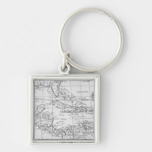 Map of the West Indies Keychain
