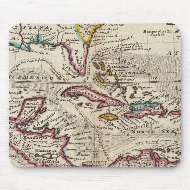 Map of the West Indies, Mexico or New Spain Mouse Pad (Front)