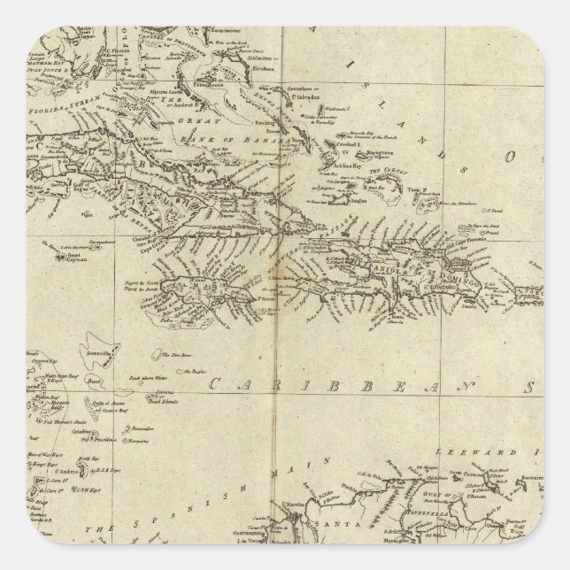 Map of the West Indies Square Sticker (Front)