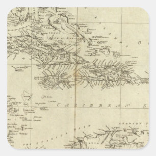 Map of the West Indies Square Sticker