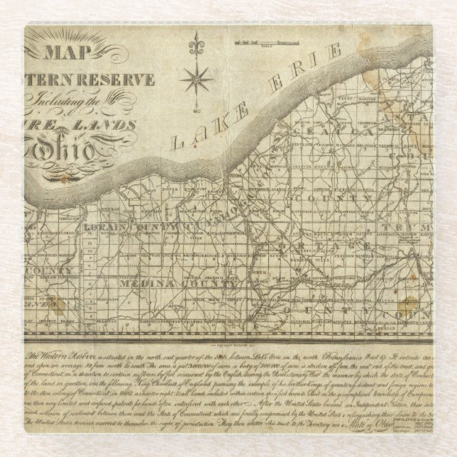 Map of The Western Reserve Glass Coaster (Front)