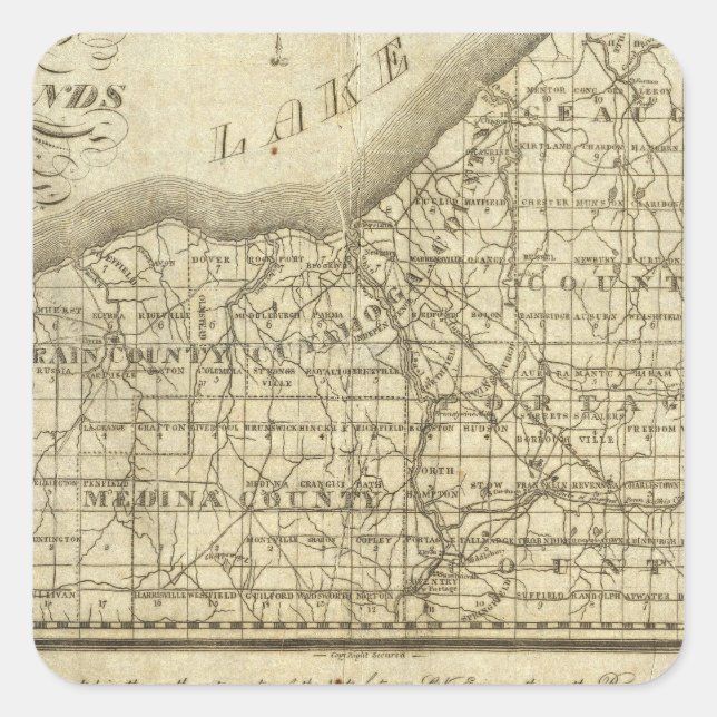 Map of The Western Reserve Square Sticker (Front)