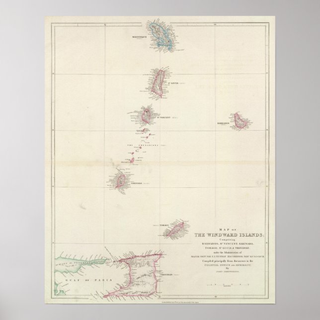 Map of the Windward Islands Poster (Front)
