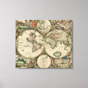 Map of the World 1689 - by Gerard Van Schagen Canvas Print