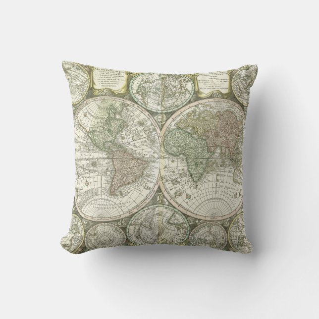 Map of the World | 1744 Throw Pillow (Front)