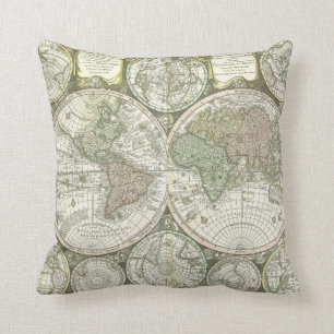 Map of the World 1744 Throw Pillow