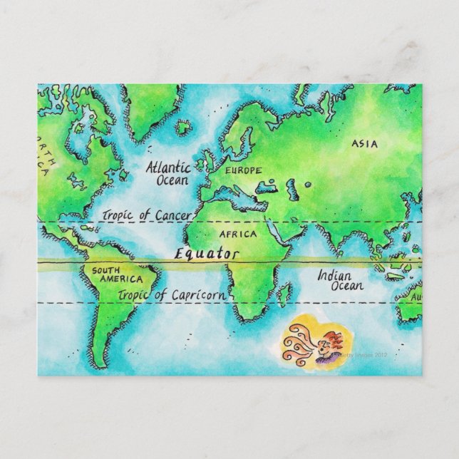 Map of the World 19 Postcard (Front)