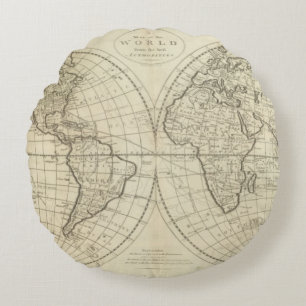 Map of the World 2 2 Round Pillow