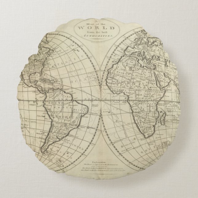 Map of the World 2 2 Round Pillow (Front)