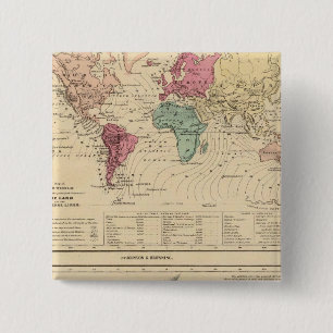 Map of The World 2 Inch Square Button