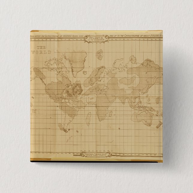 Map of the world 2 inch square button (Front)