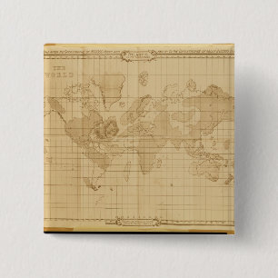 Map of the world 2 inch square button