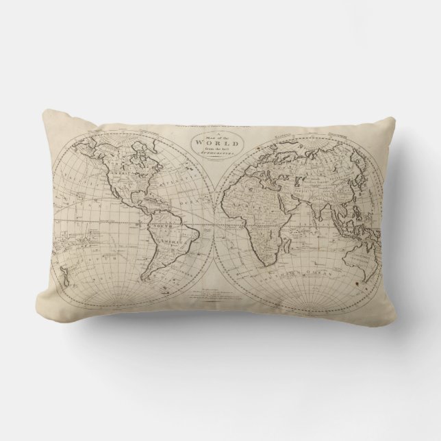 Map of the World 2 Lumbar Pillow (Front)