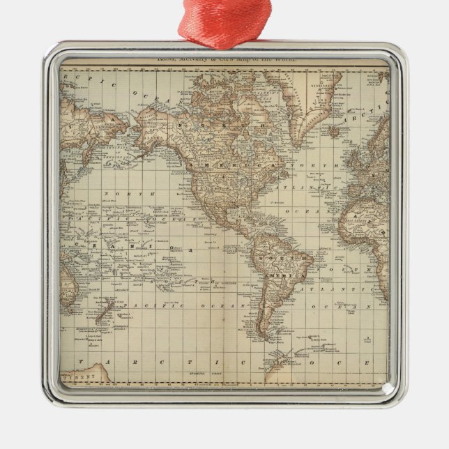 Map of the World 2 Metal Ornament (Front)