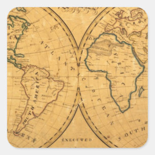 Map of the World 5 Square Sticker