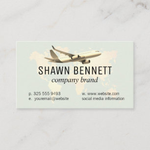 Map of the World   Airplane Business Card