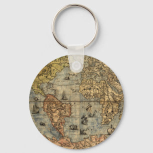 Map of the World Antique Globe Keychain