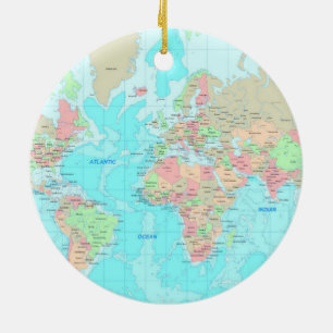 Map of the world ceramic ornament