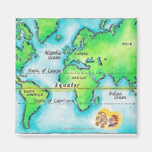 Map of the World & Equator Magnet