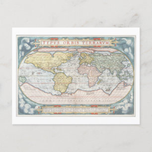 Map of the World from 1570 Postcard