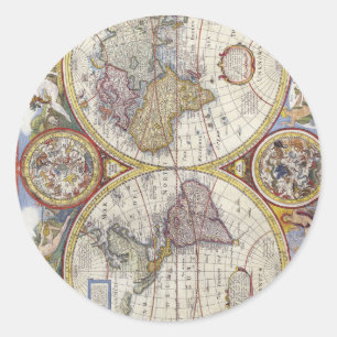 Map of the world from 1626 classic round sticker