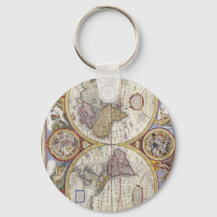 Map of the world from 1626 keychain