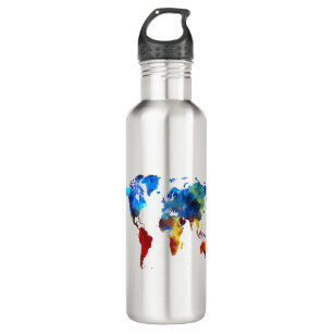 map of the world illustration 710 ml water bottle