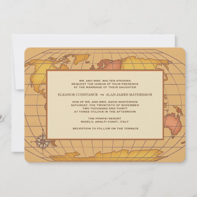 Map of the World Invitation (Front)