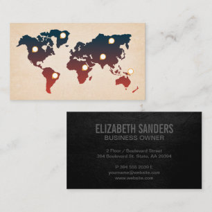 Map of the World   Location Marks Business Card