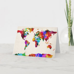 Map of the World Map Abstract Painting Card