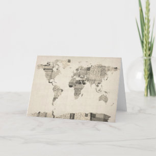 Map of the World Map from Old Postcards