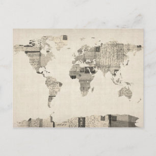 Map of the World Map from Old Postcards