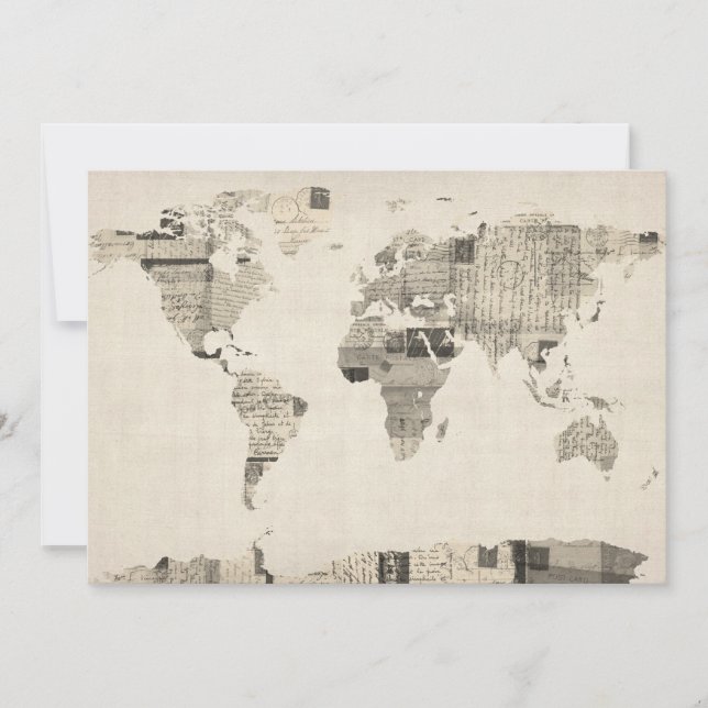 Map of the World Map from Old Postcards (Front)