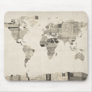 Map of the World Map from Old Postcards Mouse Pad