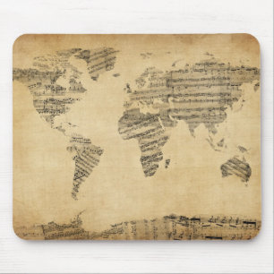 Map of the World Map from Old Sheet Music Mouse Pad