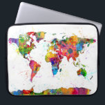 Map of the World Map Watercolor Laptop Sleeve<br><div class="desc">A bright and colourful world map.</div>