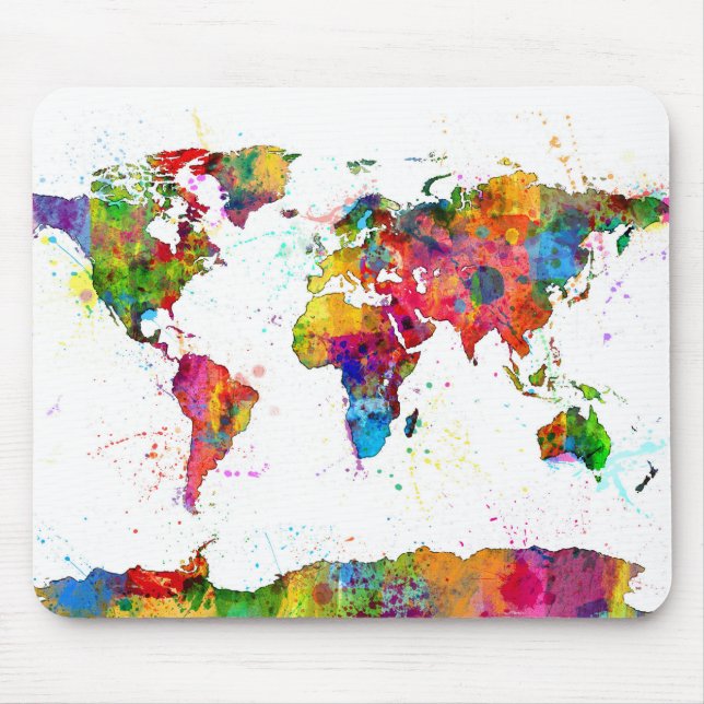 Map of the World Map Watercolor Mouse Pad (Front)