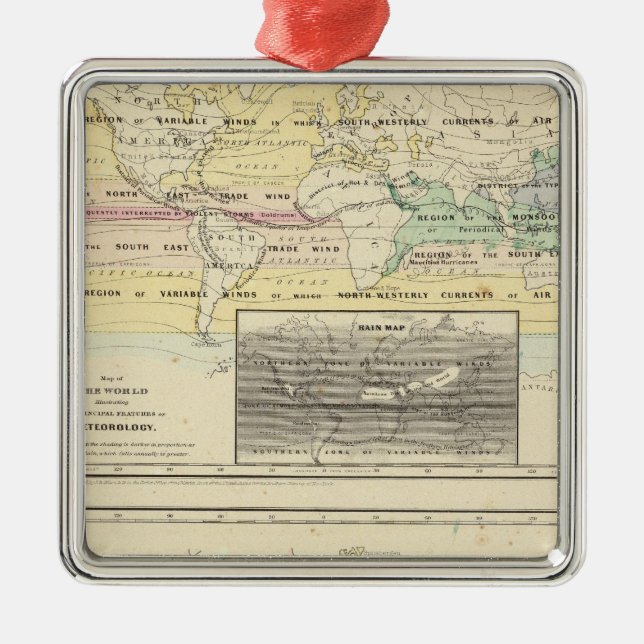 Map of The World Metal Ornament (Front)