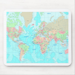 Map of the world mouse pad