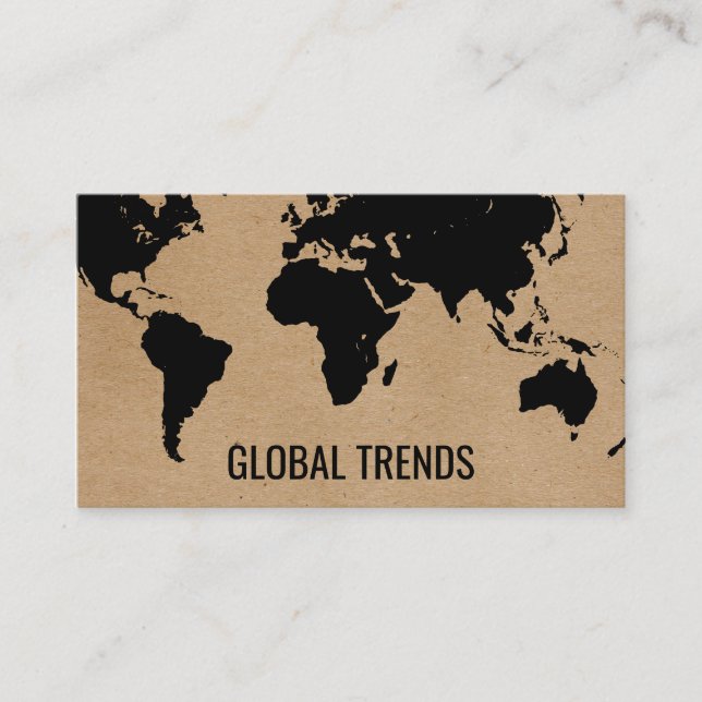 Map of the World | Natural Business Card (Front)
