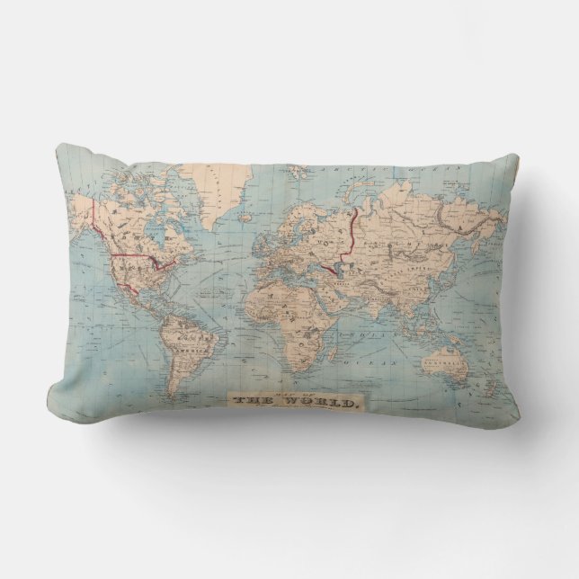 Map of the world on Mercator's projection Lumbar Pillow (Front)